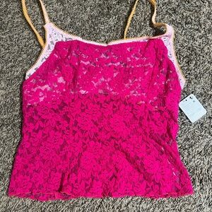 Free People Pink Lace Camisole